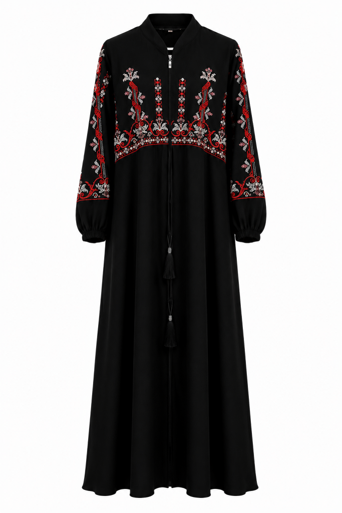 Ruby Vine Embroidered Abaya